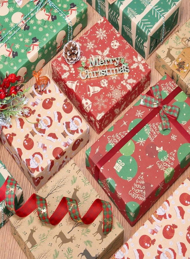 Rancco Christmas Wrapping Paper, 6 Sheet Wrapping Paper Set with Santa Claus, Snowmen, Reindeer, Christmas Paper for Xmas Winter Holiday New Year Party Decoration, 27.5x19.7inch - Image 4